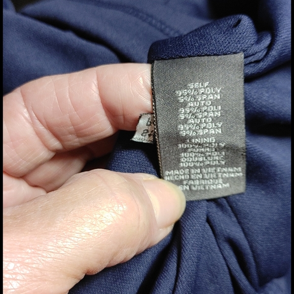 Vince Camuto Navy size M Dress Short Sleeves Elastic Waist Zips under Arm - Picture 8 of 8